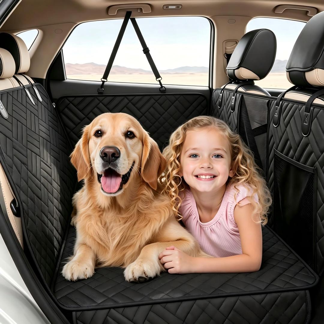 Back Seat Extender for Dogs,600H Hard Bottom Car Seat Covers for Dog Black