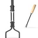 Manual Lawn Aerator with Tray & 3 Hollow Slots Manual Soil Corer Collector Lawn Plug Core Aeration Tool Heavy Duty Lawn Core for Soils & Lawns Yard Garden, 37.6 inches, Black