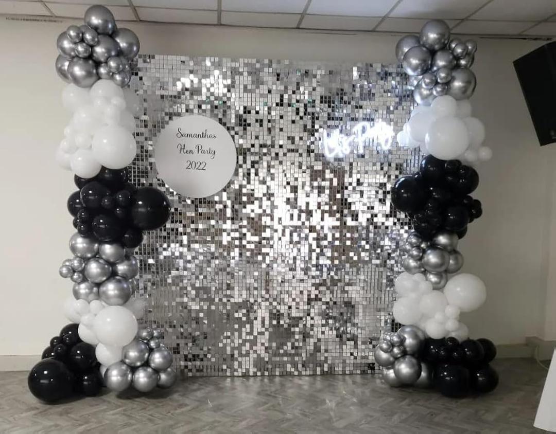 Shimmer Wall Backdrop - 24pcs Decorations Panel | Wedding, Birthday, Anniversary, Engagement & Bridal Shower Party Decor Panel (Silver)
