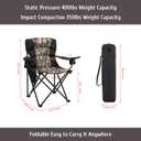 Oversized Camping Chair Folding Heavy Duty Quad Outdoor Large Lawn Chairs Portable Support 400 lbs Padded Thicken Oxford with Armrests, Storage Bag, Cup Holder, Carry Bag for Outside(Camo)