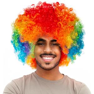 Joy Join Unisex Short Fluffy Afro Funny Wigs for Halloween,Holiday Party Clown Costume