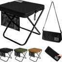 Extra Large Foldable Backpack Stool, Heavy Duty Folding Chair, Thickened Collapsible Portable Pocket Chair, Compact Pocket Size Travel Seat for Fishing, Hiking, Picnic and Outdoor Activities (Black)