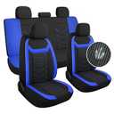 AOKAOK 3D AirMesh Car Seat Covers Full Set, Breathable and Split Bench Compatible Seat Covers for Cars, Universal Car Interior Covers for Most Cars Sedan Truck SUV(Black/Blue)