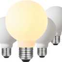 LED Light Bulb G25/G80 Dimmable Flick-Free Matt Porcelain White 120V 6W 2700K CRI95 High Color Accuracy Light Globe, 550LM, 55W Equivalent Edison Bulb 4-Pack (Opal 2700k E26)