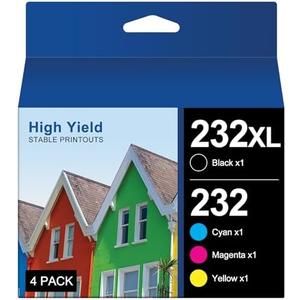 232XL Ink Cartridges for Epson Printer Remanufactured for Epson 232XL Ink Cartridges Combo Pack for Expression Home XP-4200 XP-4205 Workforce WF-2930 WF-2950 XP4200 WF2950 (4 Pack)