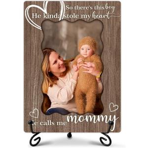 SIXEIGHT Mommy Photo Frame from Daughter Son He Calls Me Mommy Picture Frame Wooden Photo Frames with Stand Mothers Day Birthday Gifts for Mom Wood Bedroom Desk Decor 4x6 Photo Frame-A06, 8 x 5.7 inches