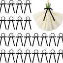 24 Set Velvet Napkin Rings Bow Napkin Holders for Table Settings Festive Gift Serviette Holder Rings Bow for Birthday Party Anniversary Wedding Table Decorations(Black)