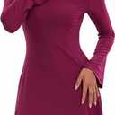 Topcloset Women's Fall Long Sleeve Mini Dress Boat Neck Going Out Cocktail Bell Sleeve Dresses Date Night Outfits (S)