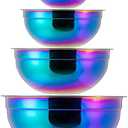 Onlycooker Rainbow Mixing Bowls,Stainless Steel Bowl, Salad Bowls 4 Piece Colorful Nesting Bowl Rainbow Kitchen Accessories,Deep Bowls,Large Mixing Bowls 1.5,2.1,3.6,7Qt