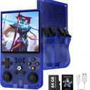 R36MAX Retro Handheld Game Console, 4.0 Inch IPS Screen, 64GB Memory, Portable Arcade Video Gaming Console Gift for Adults, Lake Blue