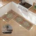 GENIMO Kitchen Mats for Floor 2PCs, Washable Anti Fatigue Mat for Cushioned, 17.3"x47"+17.3"x30", Waterproof Kitchen Rugs, Non Slip Comfort Standing Mat Rug for Home, Sink, Laundry, Multi