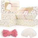 24 PCS Christmas Cookie Boxes for Gift Giving, 9x6x3 Golden Star Christmas Treat Boxes with Window, Auto-Up Holiday Cookie Boxes,Baking Goods Packaging Box for Desserts, Mini Cake, Donuts