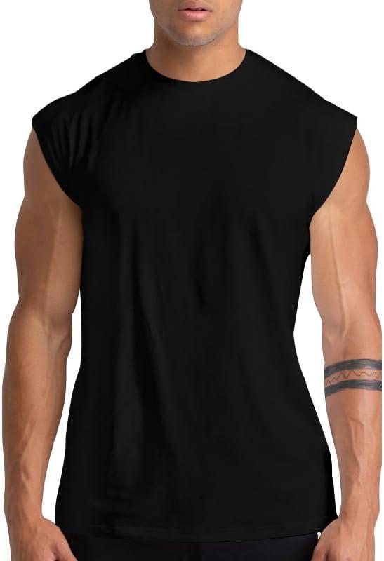 Holure 1 or 3 or 5 Pack Men's Gym Tank Tops Workout Sleeveless T-Shirts Athletic Muscle Tank Training Bodybuilding Shirts (Large, Black)