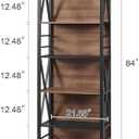HOMISSUE Tall Bookshelf, 7-Tier Book Shelf, Rustic Wood Metal Bookshelves and Bookcases, Freestanding and Industrial Open Bookcase for Home Office, Living Room and Bedroom, Vintage Brown