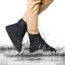 Waterproof Shoe Covers, Reusable Foldable Slip Proof Bottom Overshoes with Zipper, Keep Shoes Dry for Cycling Fishing Walking in Rain Snow and Mud (US MEN6-7)