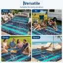 Garvee 8x10 Outdoor Waterproof Rug, Floral Outdoor Area Rug，Reversible Plastic Straw Patio Rug, Portable Camping Mat for RV, Picnic, Beach, Balcony, Garden & Camping Black&Blue