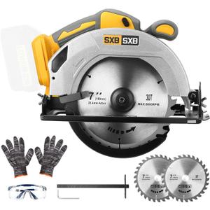 Circular Saw for De-Walt 20V Max Battery, 7-Inch Brushless Cordless Circular Saw, 8000 RPM, 0-45 Bevel, Power Tool for Wood PVC Cutting (Battery Not Included)