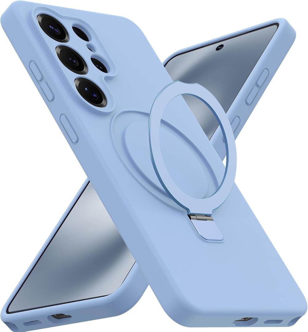 SKYLMW Compatible with Samsung Galaxy S26 Ultra Case with Magnetic Invisible Stand [Compatible with Mag-Safe][Full Camera Protection] Silicone S26 Ultra Case for Women Men 6.9'', Blue