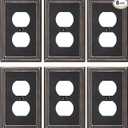 TREEWELL 6Pack Duplex Outlet Cover Plate, Antique Copper Metal Wall Plates for Electrical Outlets, 1 Gang Receptacle Cover, Pearls Decorative Switch Plates and Outlet Covers