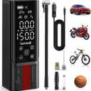 Tire Inflator Portable Air Compressor - Lamicall 150 PSI Cordless Car Air Pump, 4X Faster Pump with Rechargeable Battery, 12V DC, Digital Pressure Gauge, LED Light, For Auto, Bike, Motorcycle, Ball
