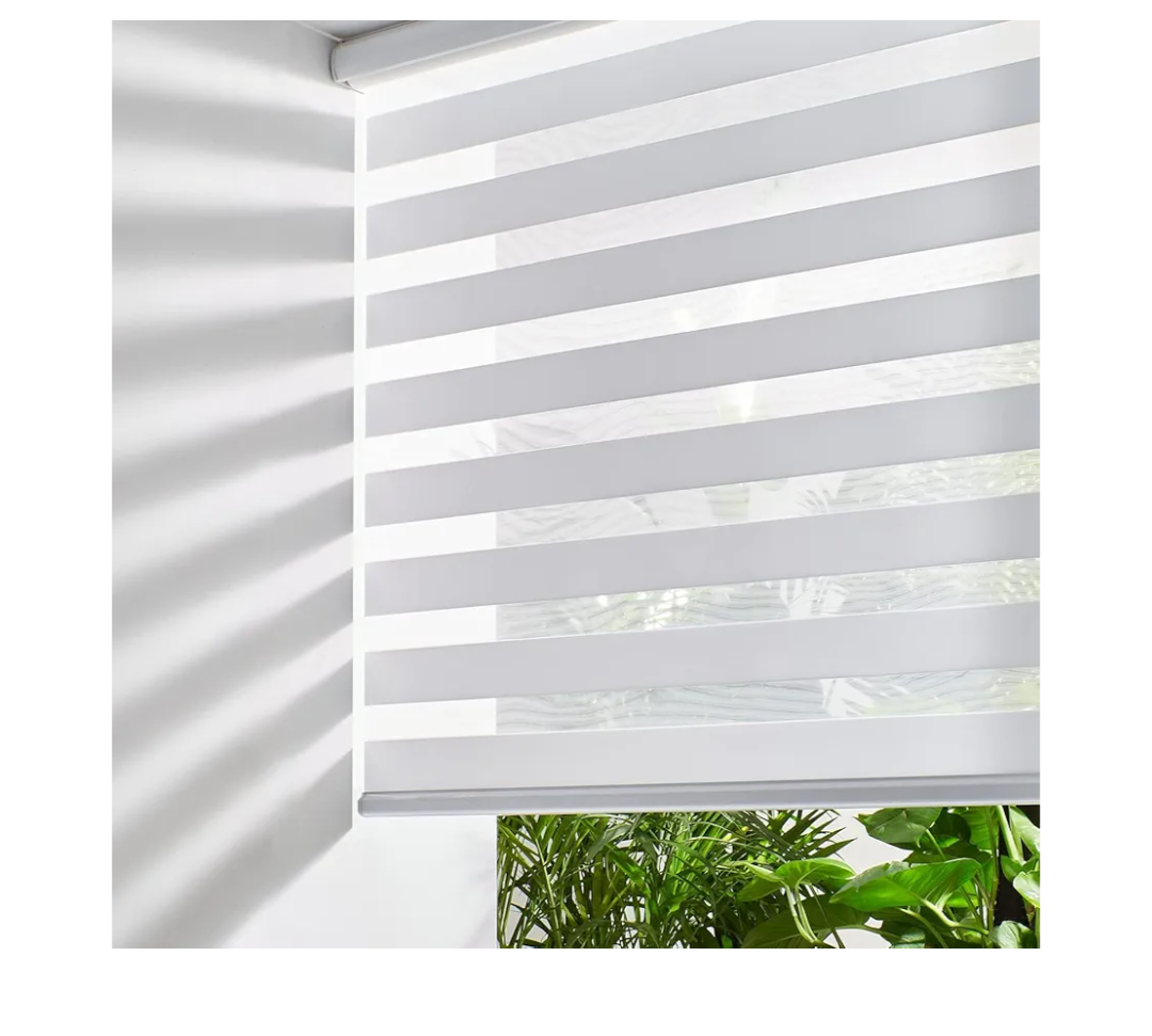 Persilux Dual Layer Polyester Window Shade, Cordless Zebra Blinds, White, 35.5" W x 64" H, Light Filtering, Safe for Kids & Pets, Room Darkening, Thermal Insulated