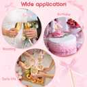 100 Pcs Coquette Bow Pearl Cocktail Picks 4.7" Pink Bow Toothpicks Bowknot Cocktail Appetizer Picks for Fruit Drink Dessert Wedding Party Supplies Bridal Birthday Baby Shower Party Decor(Pink)