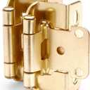 DecoBasics 20 Pack 1/2" Overlay Brushed Gold Cabinet Hinges for Cabint Doors (10 Pairs)  Self-Closing Partial Wrap Semi-Concealed Face Frame Hinge for Kitchen Doors w/Screws & Quiet Bumpers (Brass Plated)