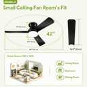 Ceiling Fans with Lights - 42 Inch Low Profile Ceiling Fan with Light and Remote, Reversible DC Motors, 3CCT Dimmable Timer Noiseless, Black Flush Mount Ceiling Fan for Bedroom/Living Room