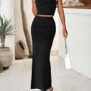 PRETTYGARDEN Skirt Sets Women 2 Piece Outfits Summer Outfits 2026 Going Out Crop Tops Long Maxi Skirts Beach Vacation Clothes (Black, S)
