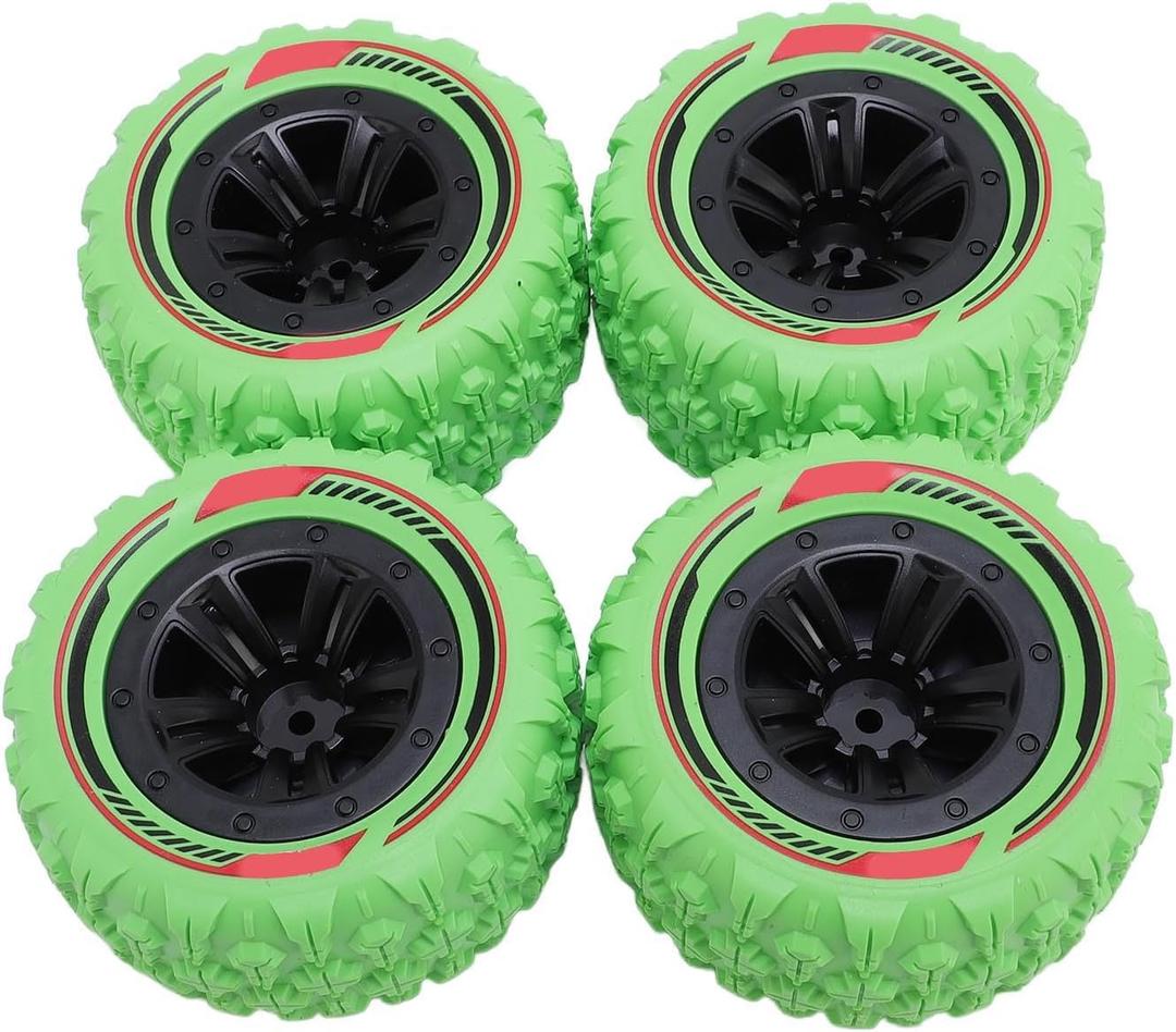Alomejor RC Crawler Tires, 4PCS 1:14 1:16 Rubber Wheel Rims Tires for 144001 144010 144011 144016 (Green)