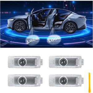 Car Door Lights Logo Projector Puddle Lights Compatible with 3 4 5 7 X1 X4 X5 E70 E71 E72 F30 Series Accessories, No Fade 4K-HD Car Welcome Lights(4 Pack)