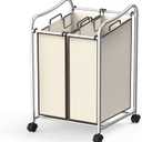 Simple Houseware 2-Bag Heavy Duty Rolling Laundry Sorter Cart, Chrome