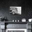 Hardy Gallery Coastal Wall Art Surfboard Pictures: Beach Wall Decor Seaside Black White Car Artwork Surfing Ocean Print in Canvas Painting for Bathroom 45" x 30"