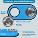 Master Pet Supply Double Dog Bowls Set with Elevated Base and 2 (8 oz) Stainless Steel Removable Dishes (True Blue)  Double Cat Food Water Bowl, Dog Puppy Food Bowl Set, Rust Resistant