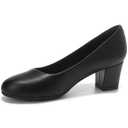 HHTCAL 2 inch Low Block Heel Pumps for Women Round Closed Toe Chunky Heels Comfortable Dress Shoes Office Work Formal Black US Size 6.5