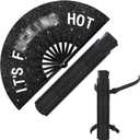 Large Rave Fan UV Glow Hand Fan with Holster for Men/women, Disco Party Favor for Edm Music Festival Club Rave Accessories(Cool Style)