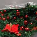 HIIXHC Christmas Illuminate Garland, 9 ft Rattan Artificial Flower Vine Plants Outdoor Decorations, Pre-Lit Battery Operated (Battery Not Included) (Red)