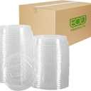 Eco-Products GreenStripe Compostable Plastic Cup Flat Lids, Case of 1000, Perforated Straw Hole, Fits 7 & 10oz Cups, Made From PLA Renewable Plant Based Plastic, Clear For Visibility