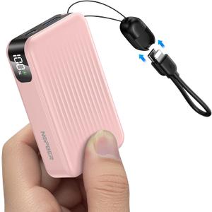 Mini Portable Charger, Smallest Power Bank 22.5W 10000mAh with Dual 22.5W Outputs, LED Digital Display, PD Fast Charging for iPhone 17 16 15 14 Pro Samsung(Black) (Pink)