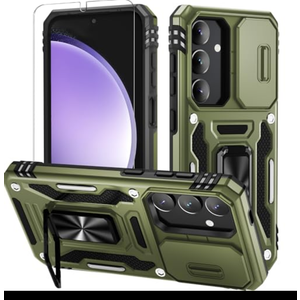 Pack Of 5 WRJ for Samsung Galaxy S25 Plus/S24 Plus Case with Slide Camera Cover and Screen Protector, Military Grade Protection [Rotated Kickstand] Heavy Duty Shockproof Protective Cover-Olive Green