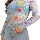 80s 90s Mesh Long Sleeve Shirt Women 90s 80s Themed Party Outfits Retro Sexy Neon Disco See Through Mock Neck Tops (M)