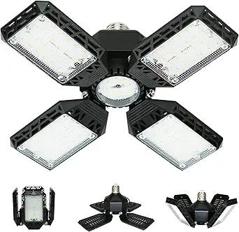 LED Garage Light,150W Deformable Garage Ceiling Lights,15000LM, 4 Adjustable Panels, E26/E27 Shop Lights for Basement, Barn, Workshop,High Bay Light