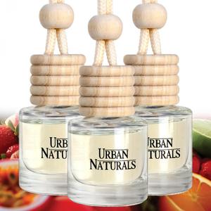 3 x Car Air Freshener Diffuser 3 Pack - Tropical Escape Essentials Scent, 45+ Days Long Lasting Fragrance, Made in USA, Glass & Wood, Hanging Design + Vent Cip, Easy to Use