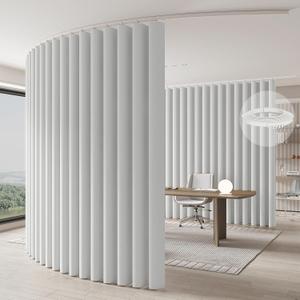 Room Divider Curtains Ceiling Curtain Track Set for Blackout and Privacy (IncludeWhite Curtain2 + White Track1) 196" W x 106" L