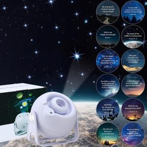 Bible Verses Projector Galaxy Projector Includes 12 Interchangeable Christian Discs Night Light Set Project Religious on Walls or Ceilings for Christian Valentine Gifts
