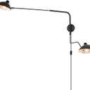 Double Light Plug in Wall Sconces Long Swivel Arms Wall Light Big Wall Mount Light for Living Room Bedroom Modern Big Wall Lamp