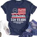 250 Anniversary USA Shirt Women 250th Anniversary USA Shirt Patriotic 250 Years American Flag Tshirt (Blue, XL)