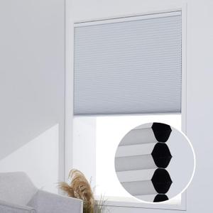 Persilux Custom Blackout Cellular Window Shades Cordless Blinds Honeycomb Blinds for Windows (White 23"W x48"H) Window Shades for Home, Room Darkening Cellular Door Blinds for Kitchen Easy to Install