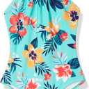 Kanu Surf Girls' Jasmine Beach Sport Halter One Piece Swimsuit (8, Brooke Sea Green)