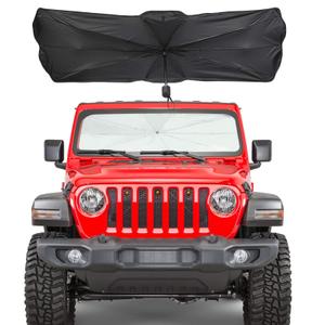 Windshield Sun Shade, JoyTutus Custom-fit Blocks Rays Sun Shade Visor Protector Compatible with Wrangler JL, Easy to Install Car Windshield Sunshade, Keep Your Car Cool for JL JLU 2018-2026 & JT